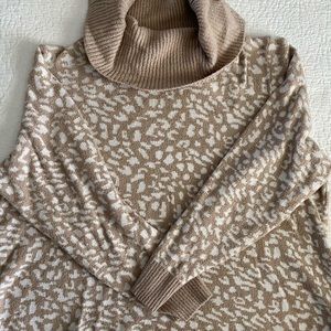 Rachel Zoe cowl neck sweater, animal print sweater, cozy sweater, leopard print